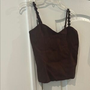 Brown Sleeveless Top with Strappy Details